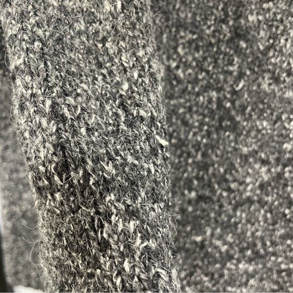 [M] Vintage Creme, Brown & Grey Speckled Winter Forest Zip-Up Knit Sweater Women - Picture 11 of 14